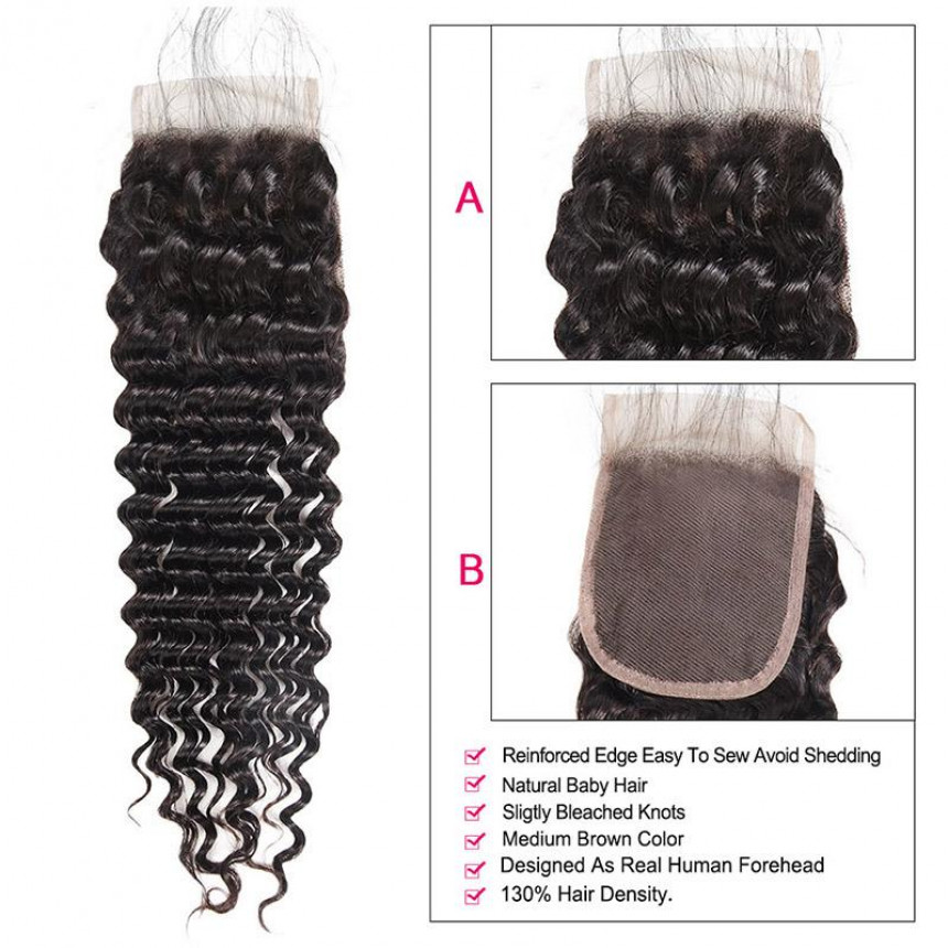 malaysian hair deep wave 3 bundles with lace closure