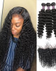 Deep Wave Malaysian Hair 3 Bundles With 13*4 Lace Frontal