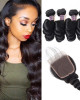 malaysian hair loose wave 4 bundles with lace closure