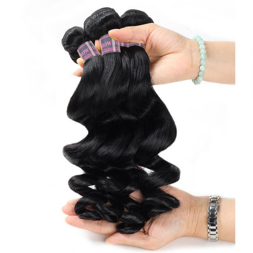 malaysian hair loose wave 4 bundles with lace closure