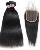 malaysian straight hair 3 bundles with 4X4 lace closure