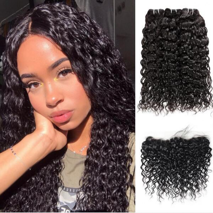 malaysian hair water wave 3 bundles with 4x13 lace frontal malaysian hair water wave 3 bundles with 4x13 lace frontal