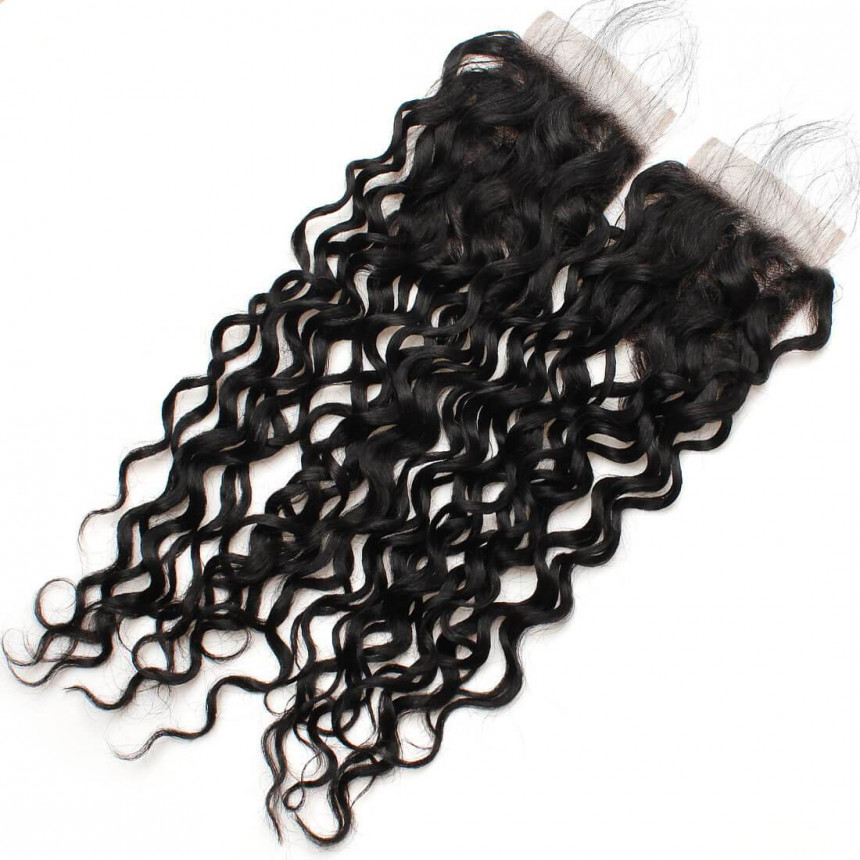 malaysian hair water wave 3 bundles with lace closure