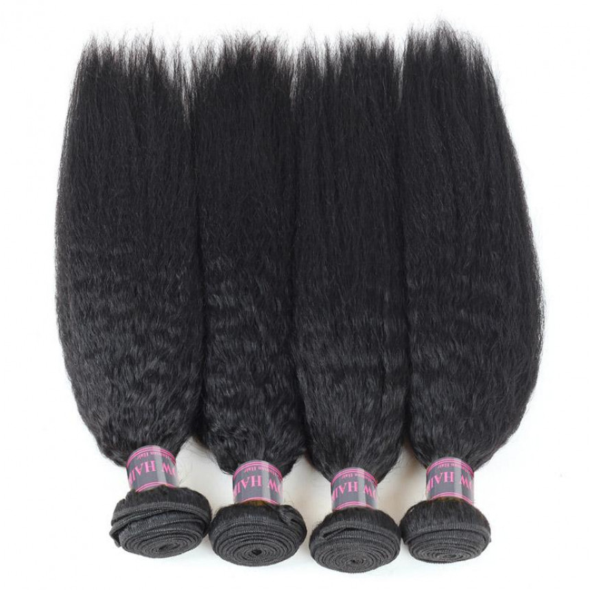 Malaysian Remy Virgin Human Hair Yaki Straight Hair Weave 4 Bundles 