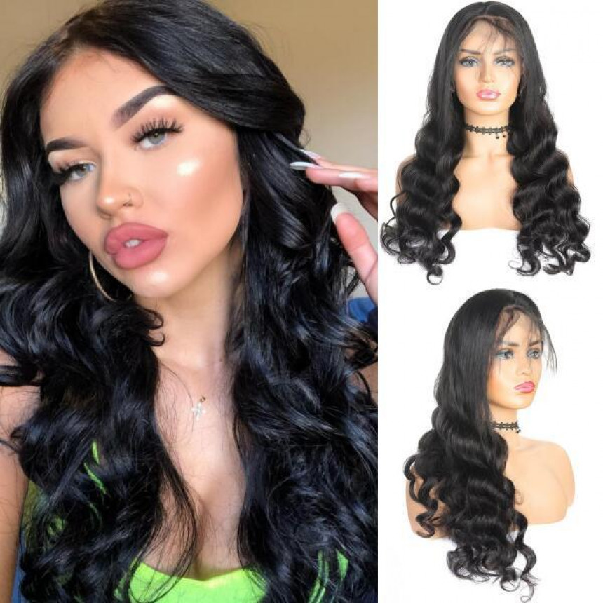 Malaysian Loose Wave Hair 4x4 Lace Closure Wig Factory Virgin Remy human Hair Wigs