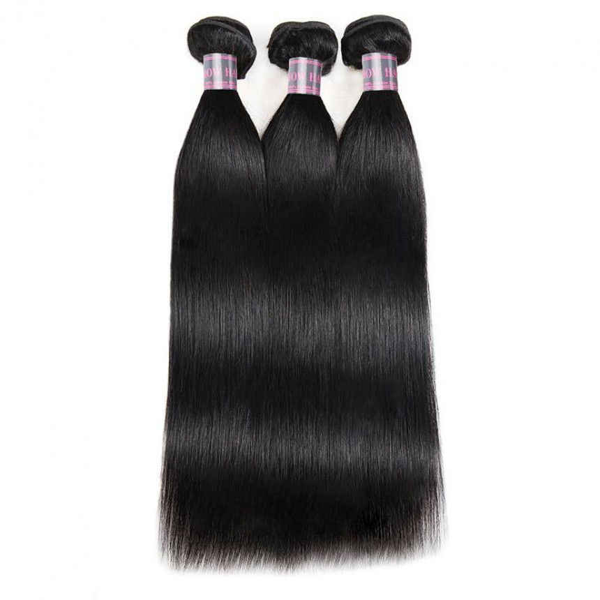 Malaysian Virgin Remy Straight Human Hair Weave 3 Bundles