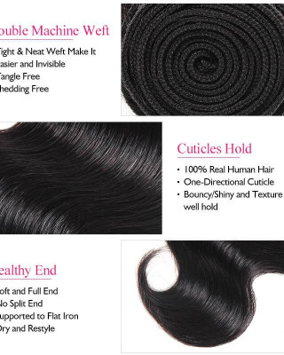 Peruvian Body Wave 4 Bundles With 13*4 Ear To Ear Lace Frontal Closure