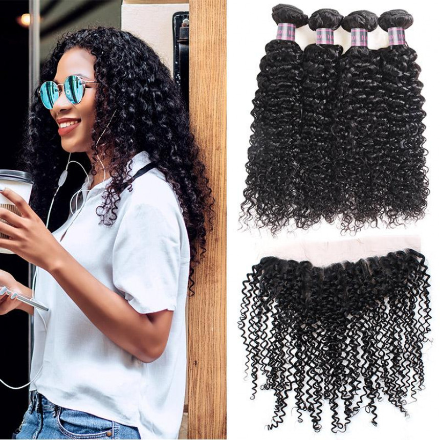 Peruvian Curly Hair With Closure Remy Human Hair 4 Bundles With 13*4 Lace Frontal Closure Peruvian Curly Hair With Closure Remy Human Hair 4 Bundles With 13*4 Lace Frontal Closure