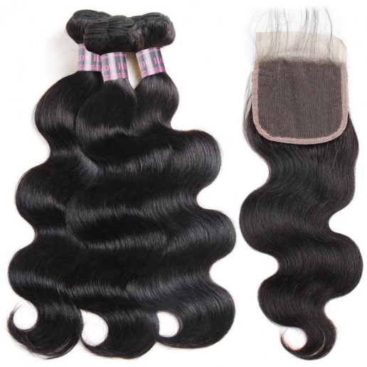 Virgin Peruvian Body Wave Hair 3 Bundles With 4*4 Lace Closure Ishow Virgin Remy Human Hair