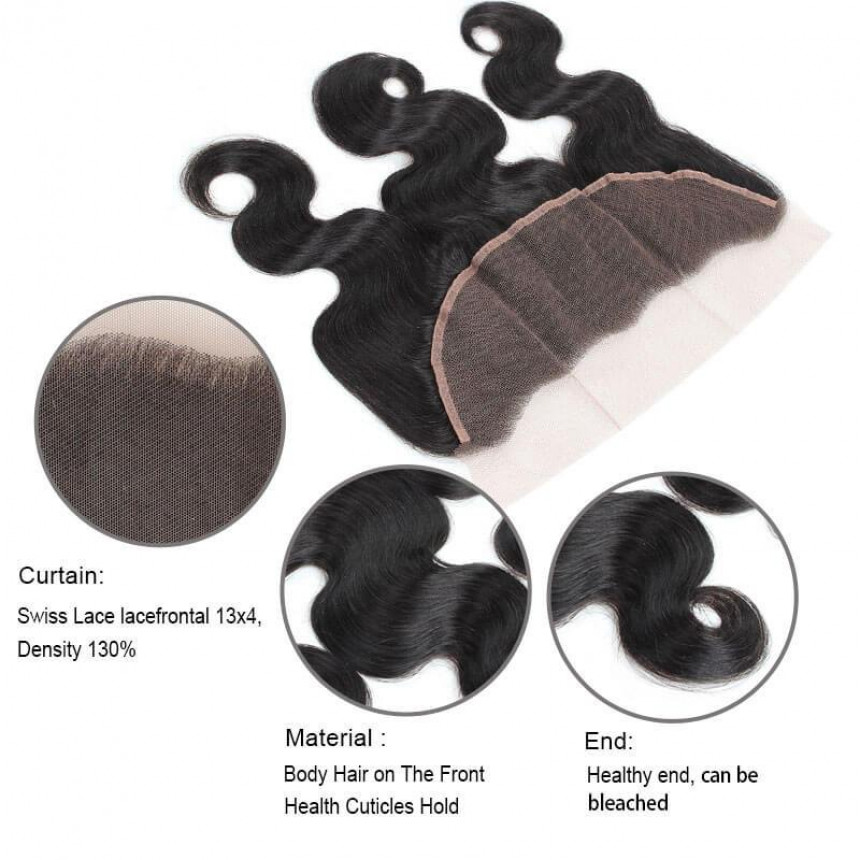 Virgin Peruvian Hair Body Wave 3 Bundles with 13*4 Lace Frontal