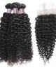 Virgin Peruvian Curly Hair 3 Bundles with 4x4 Lace Closure Human Hair Extensions