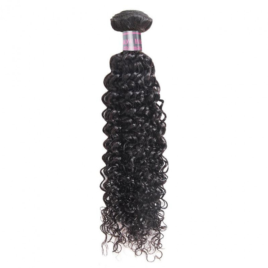 Virgin Peruvian Curly Hair 3 Bundles with 4x4 Lace Closure Human Hair Extensions