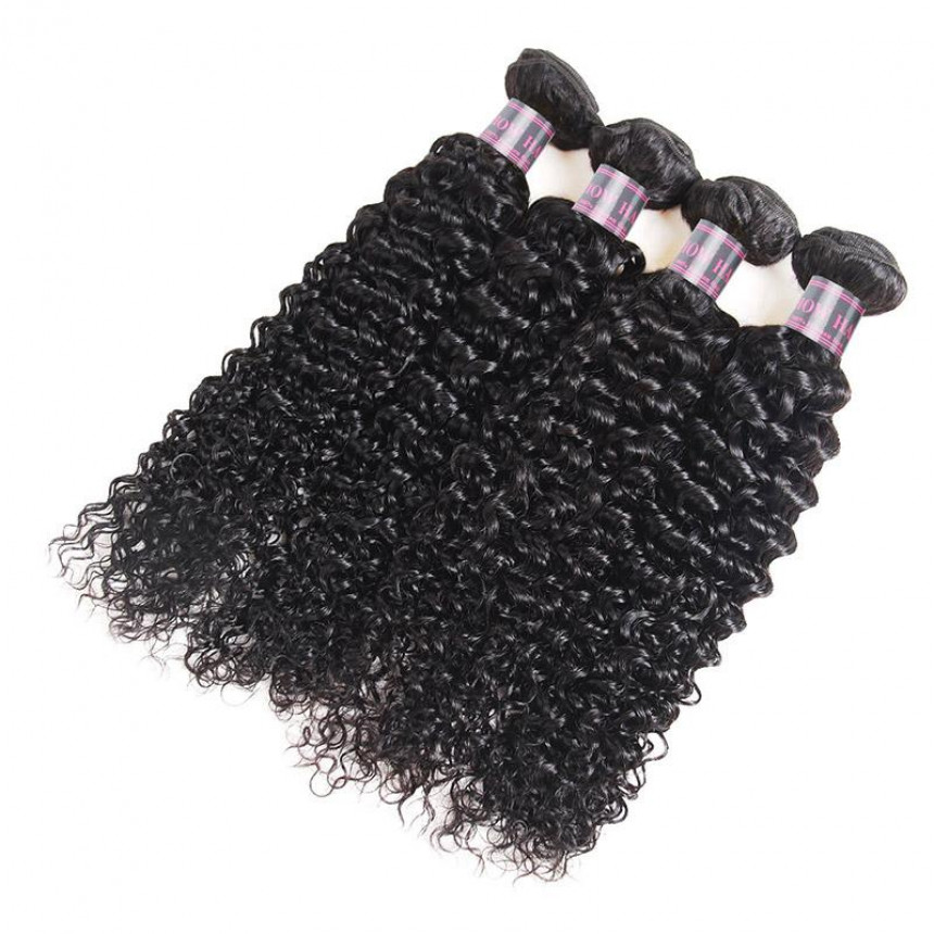 Peruvian Curly Hair 4 Bundles 100% Virgin Human Hair Extensions