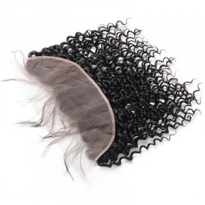 Virgin Peruvian Deep Wave Hair Weave 3 Bundles With 13*4 Lace Frontal Closure