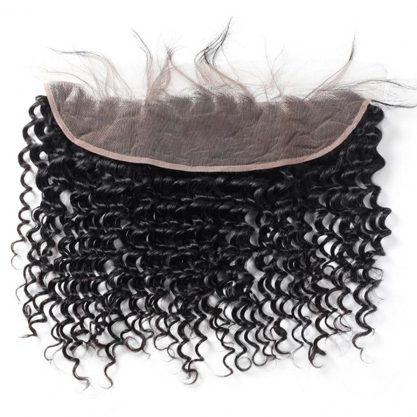 Virgin Peruvian Deep Wave Hair 4 Bundles With 13*4 Lace Frontal