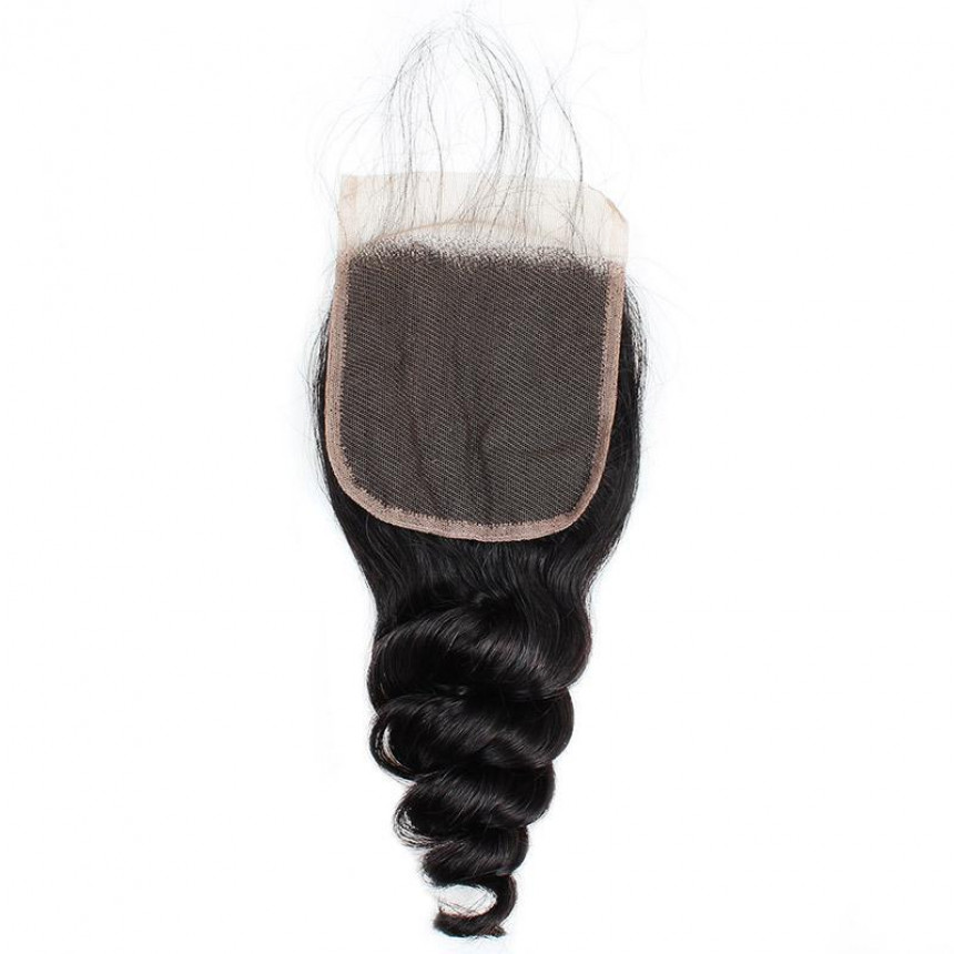 Virgin Peruvian Loose Wave 3 Bundles with 4*4 Lace Closure Hair Deals