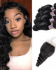 Peruvian Loose Wave Hair 4 Bundles With 4*4 Lace Closure Virgin Human Hair