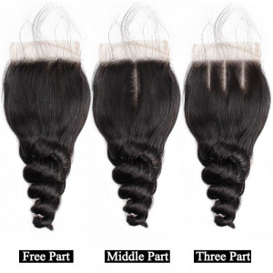 Peruvian Loose Wave Hair 4 Bundles With 4*4 Lace Closure Virgin Human Hair