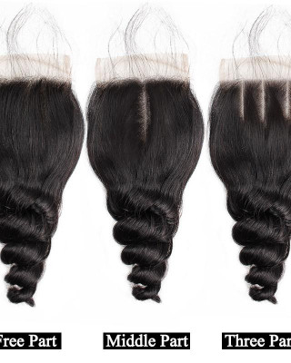 Peruvian Loose Wave Hair 4 Bundles With 4*4 Lace Closure Virgin Human Hair