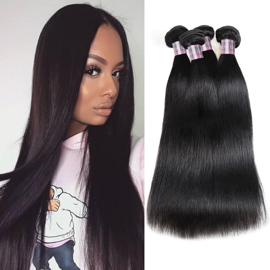 Virgin Peruvian Straight Hair 4 Bundles Human Hair Weave