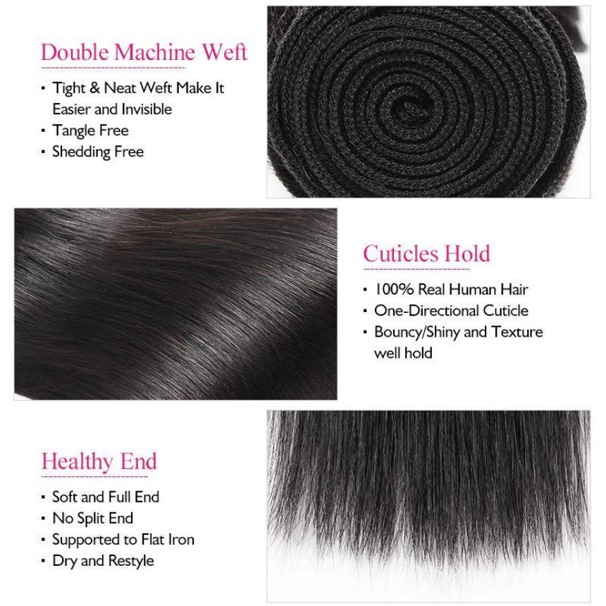 Virgin Peruvian Straight Hair 4 Bundles Human Hair Weave