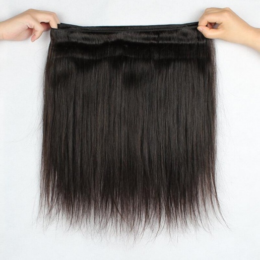 Virgin Peruvian Straight Human Hair 4 Bundles With Lace Closure