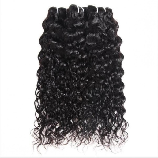Peruvian Hair Water Wave 3 Bundles With Lace Closure