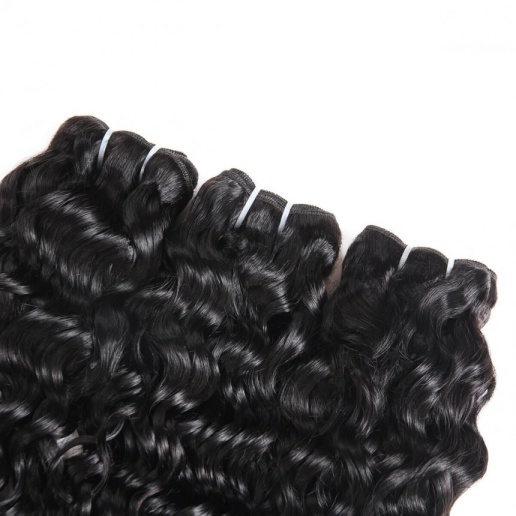 Peruvian Water Wave Hair Weave 4 Bundles With Free Part Lace Closure Remy Human Hair Extensions Natural Color Hair Bundles