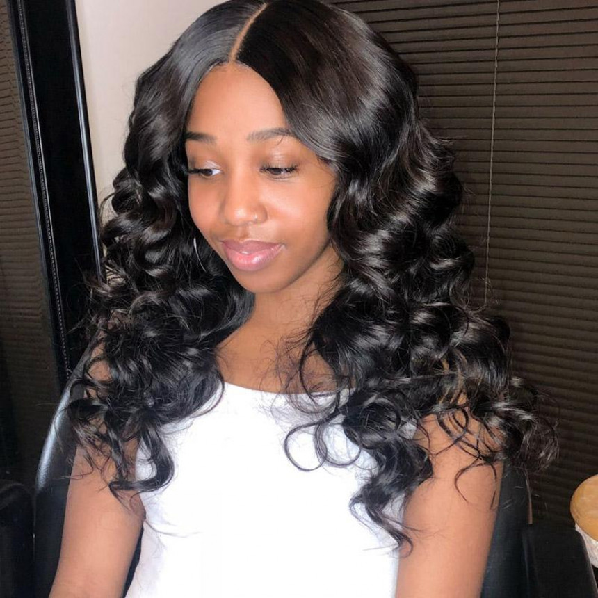 Virgin Peruvian Loose Wave 3 Bundles with 13*4 Ear To Ear Lace Frontal Closure