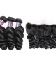 Virgin Peruvian Loose Wave 3 Bundles with 13*4 Ear To Ear Lace Frontal Closure