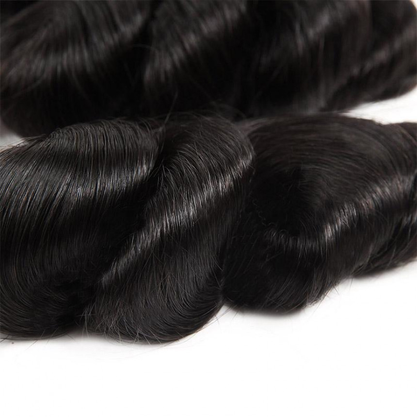 Virgin Peruvian Loose Wave 3 Bundles with 13*4 Ear To Ear Lace Frontal Closure