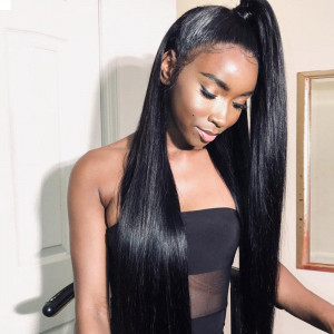 Virgin Peruvian Straight Hair 3 Bundles with 13*4 Lace Frontal 