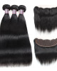 Virgin Peruvian Straight Hair 3 Bundles with 13*4 Lace Frontal