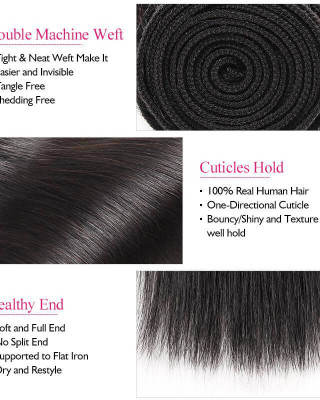 Virgin Peruvian Straight Hair 3 Bundles with 13*4 Lace Frontal 