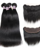 Peruvian Straight Hair Weave 4 Bundles With Ear to Ear Lace Frontal Closure 100% Remy Virgin Human Hair Bundles