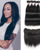 Peruvian Straight Hair Weave 4 Bundles With Ear to Ear Lace Frontal Closure 100% Remy Virgin Human Hair Bundles