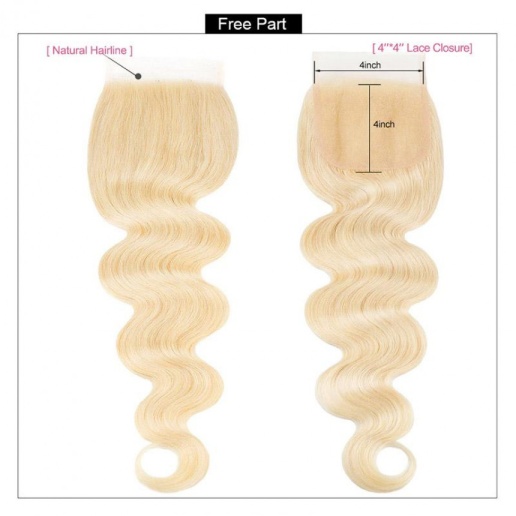 613 Blonde Hair Body Wave 3 Bundles With Lace Closure Hair