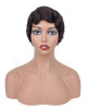 Short Human Hair Wigs Finger Wave Machine Made Virgin Remy Hair Wig