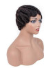 Short Human Hair Wigs Finger Wave Machine Made Virgin Remy Hair Wig