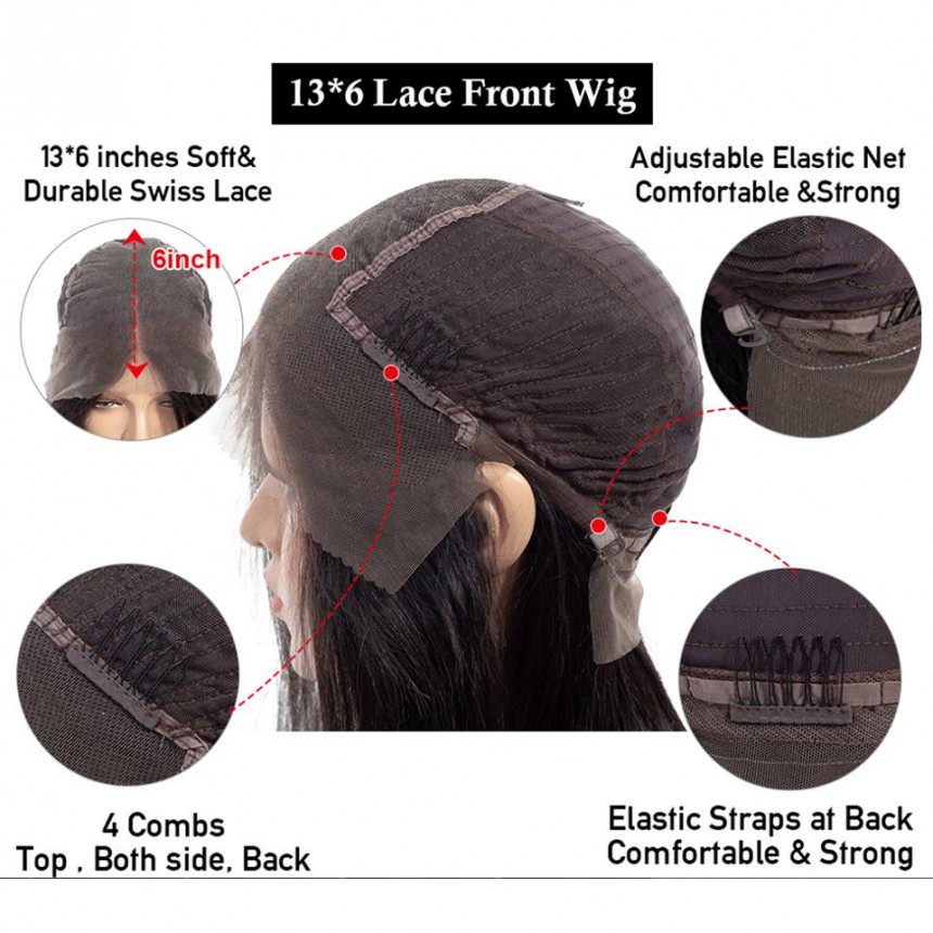 Straight 13x6 Lace Front Wigs Virgin Human Hair With Baby Hair