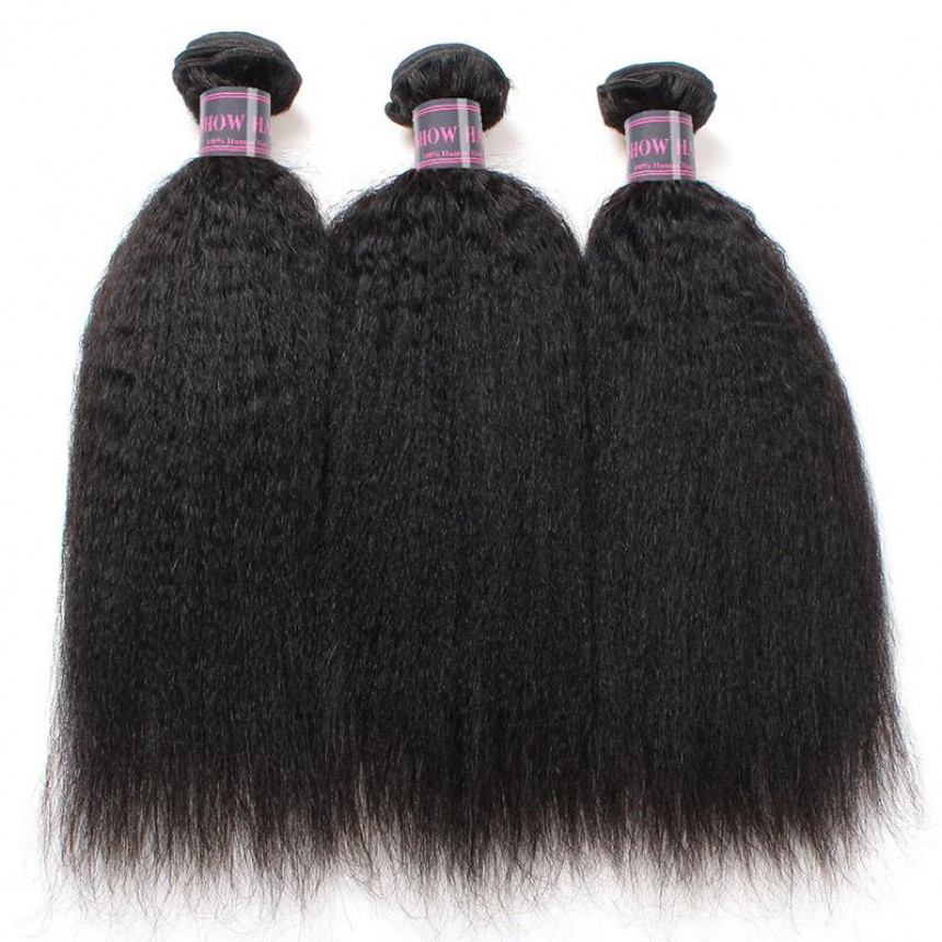 Virgin Brazilian Hair Yaki Straight Human Hair Weave 3 Bundles