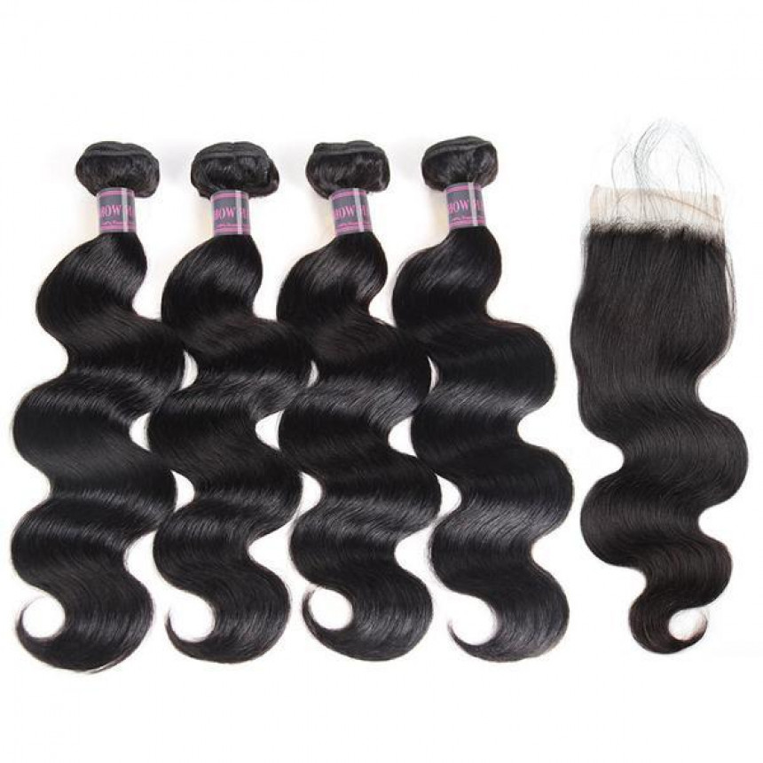 virgin malaysian hair body wave 4 bundles with lace closure