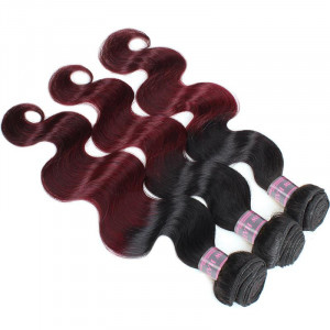 virgin remy hair 99j ombre burgundy color body wave 3 bundles with 4 4 lace closure