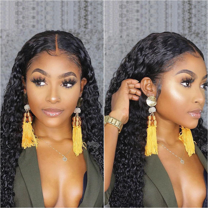 Water Wave 13x6 Lace Frontal Wigs Virgin Human Hair Pre Plucked