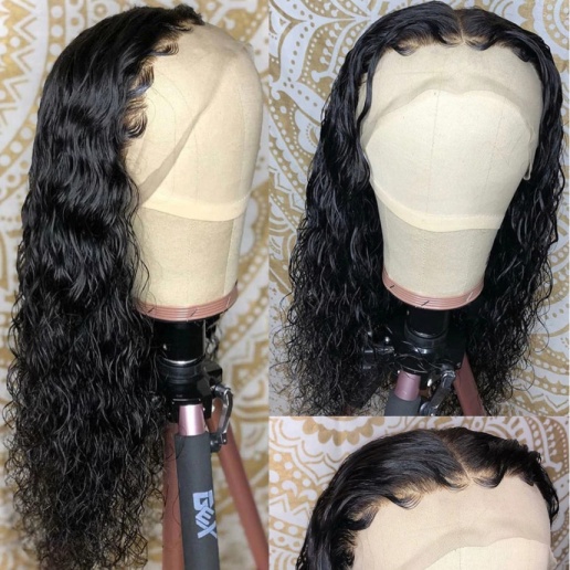 Water Wave 13x6 Lace Frontal Wigs Virgin Human Hair Pre Plucked
