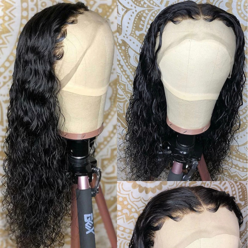 Water Wave 13x6 Lace Frontal Wigs Virgin Human Hair Pre Plucked