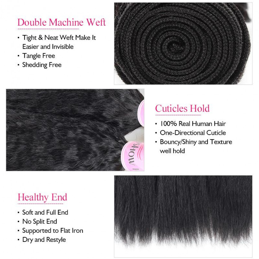 Yaki Straight Black Hair Weave Bundles Human Hair Bundles Yaki Human Hair Extension Natural Black Color