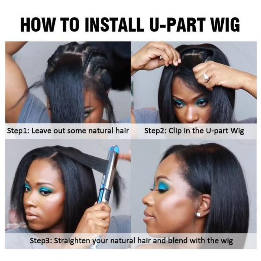 U Part Bob Wig Natural Color Brazilian Human Hair Upart Wigs U Part Bob Wig Natural Color Brazilian Human Hair Upart Wigs