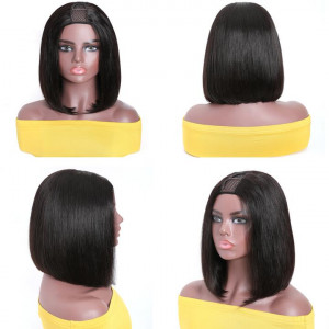 U Part Bob Wig Natural Color Brazilian Human Hair Upart Wigs