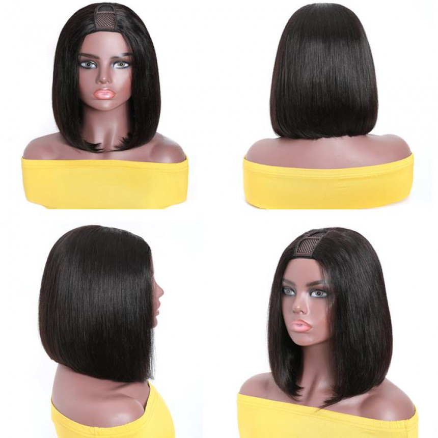 U Part Bob Wig Natural Color Brazilian Human Hair Upart Wigs U Part Bob Wig Natural Color Brazilian Human Hair Upart Wigs